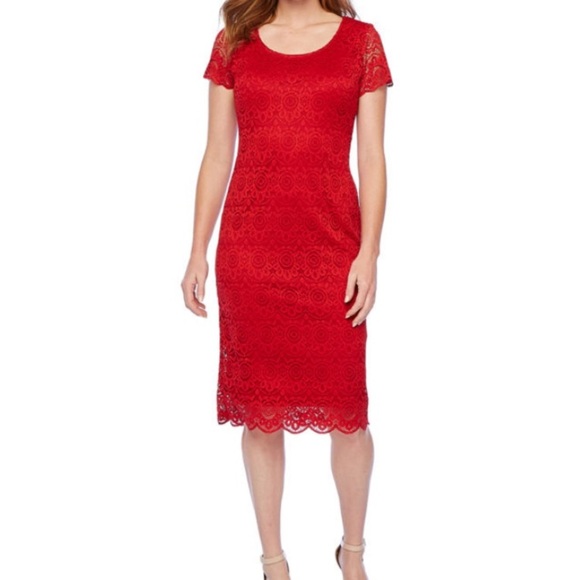 NWT Beautiful red lace overlay dress - Picture 1 of 4